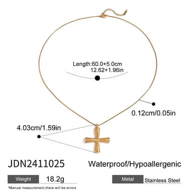 1 Piece Modern Series Daily Streamline Cross Stainless Steel Gold Color Women's Pendant Necklaces h5 